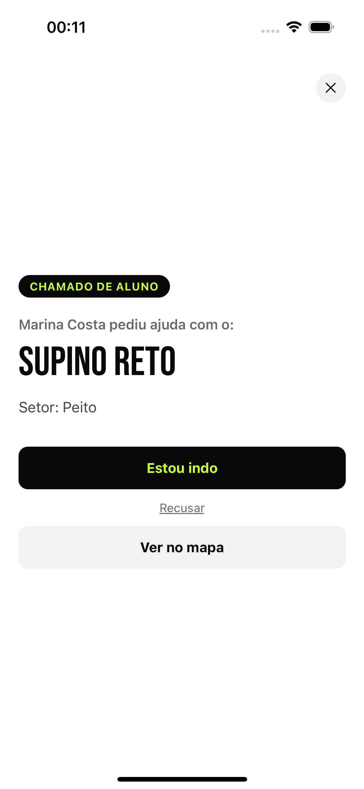 Chamado de ajuda no app com aparelho identificado